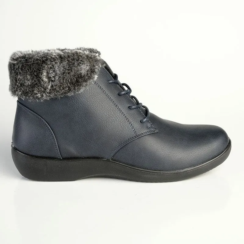 Soft Style by Hush Puppies Yuina Fur Collar Ankle Boot - Navy