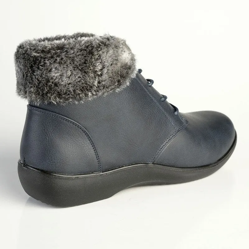 Soft Style by Hush Puppies Yuina Fur Collar Ankle Boot - Navy