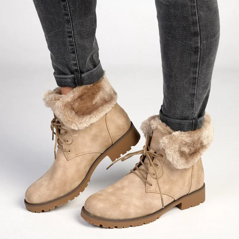 Soft Style by Hush Puppy Samira Fur Collar Boots - Taupe