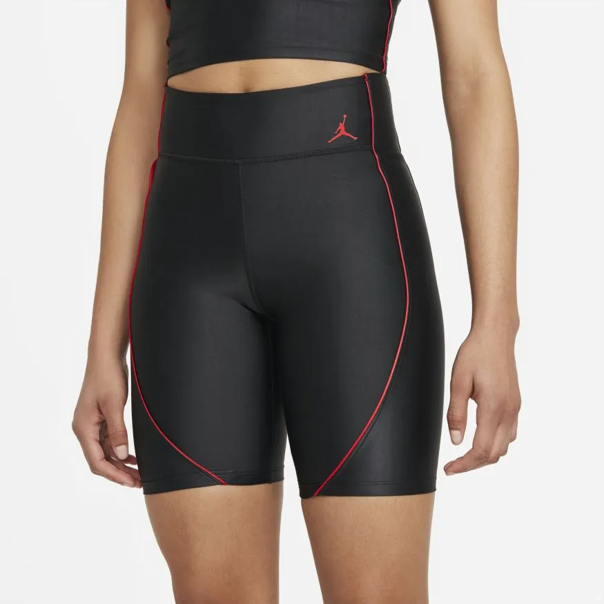 Women Jordan Essentials Mid-Rise Bike Shorts Black Red