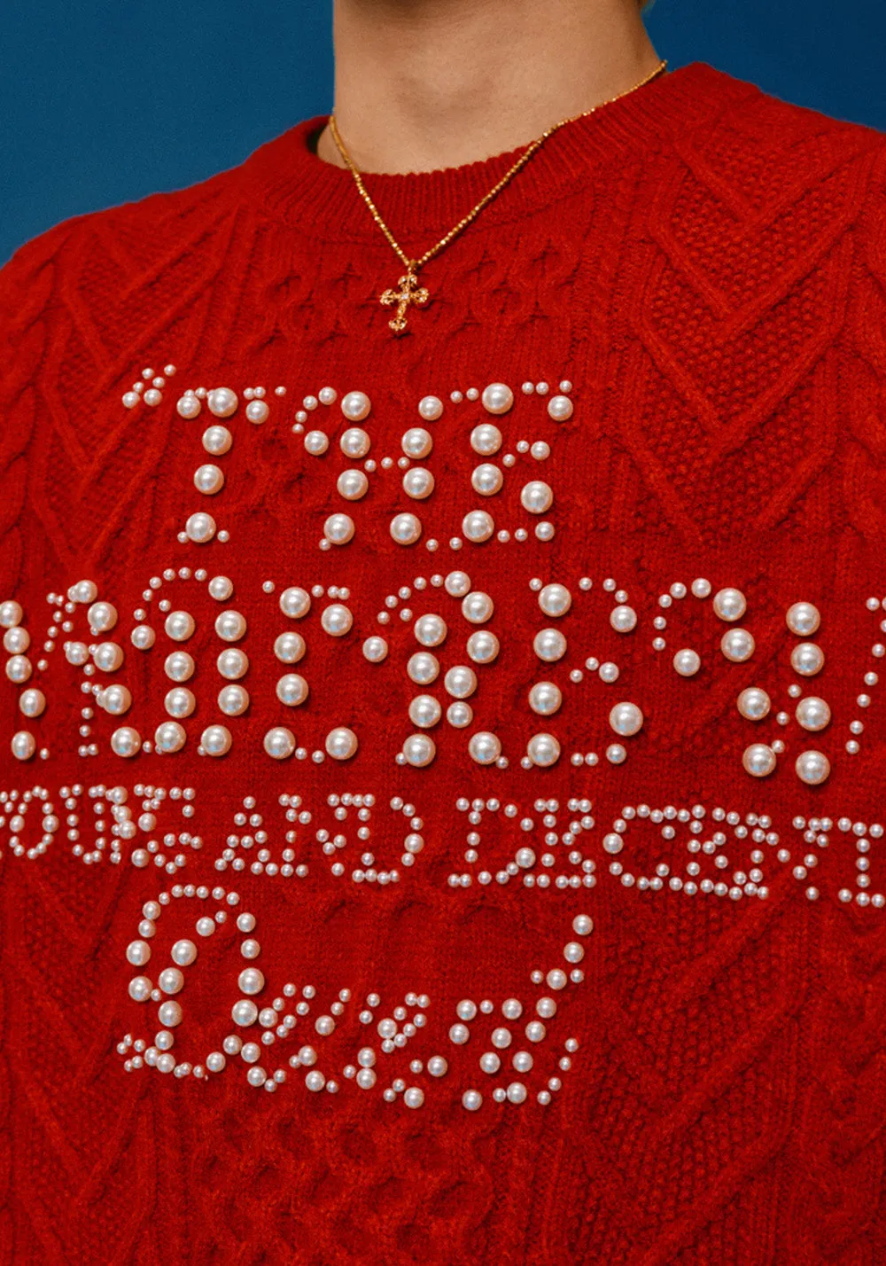 YADCrew Pearl Lettering Sweater