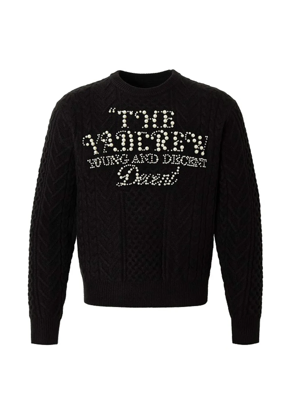YADCrew Pearl Lettering Sweater