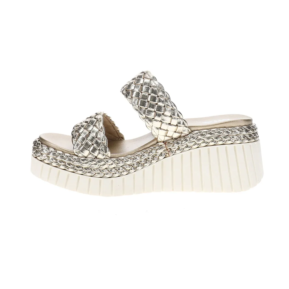 Yoshi Metallic Platform Wedge Sandals